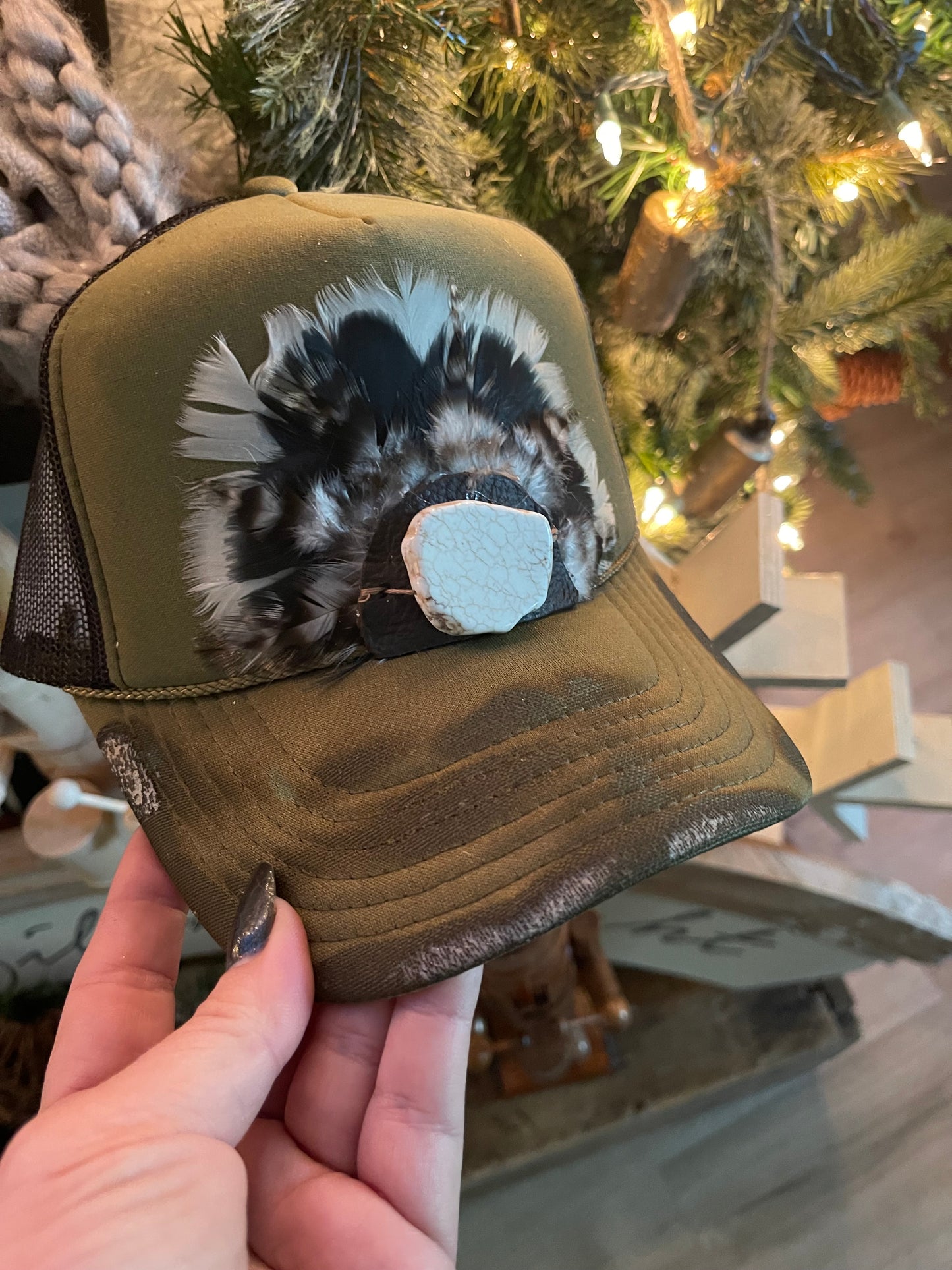 Olive Feathered Hat