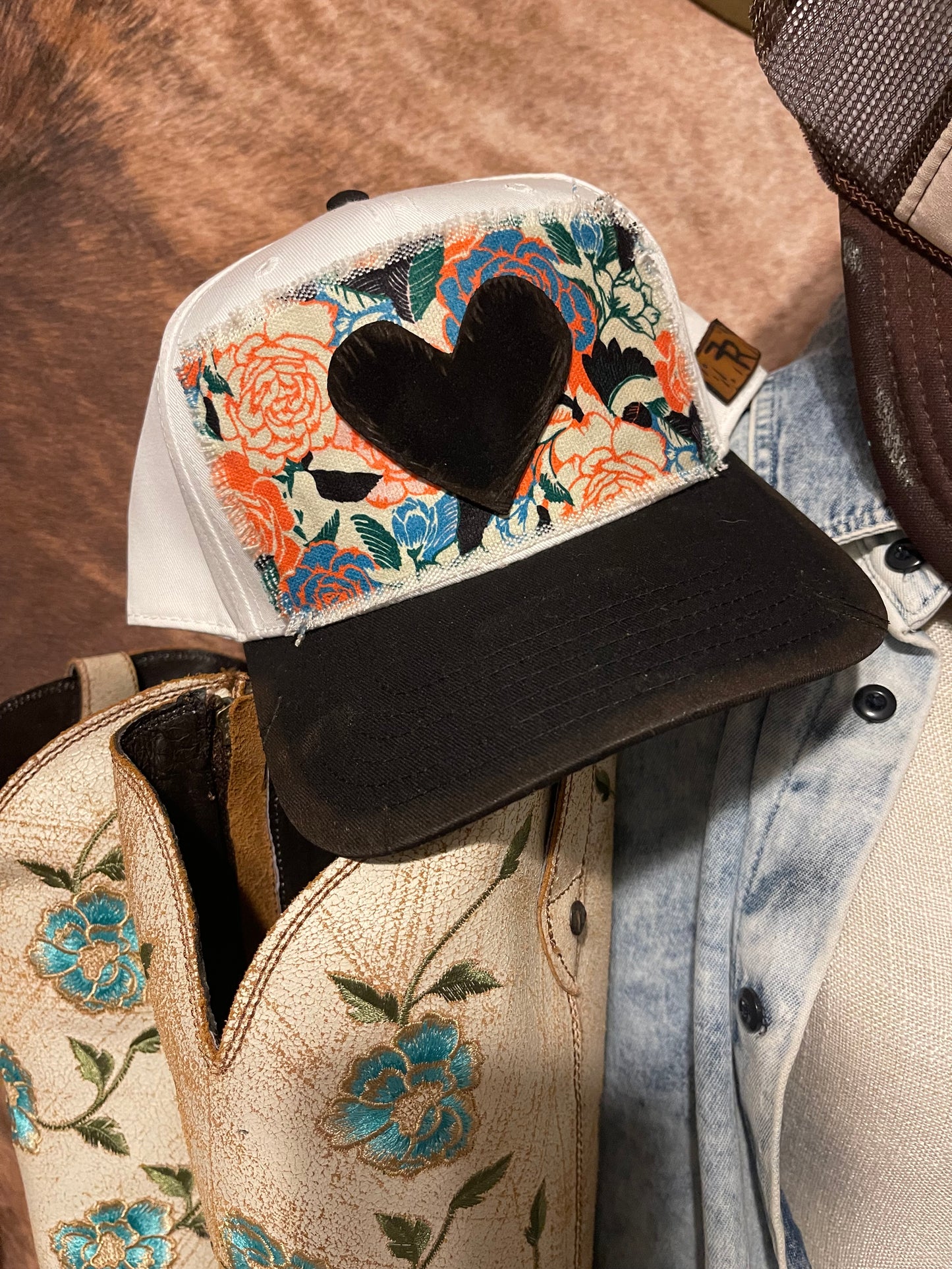 Black and White Floral Hat