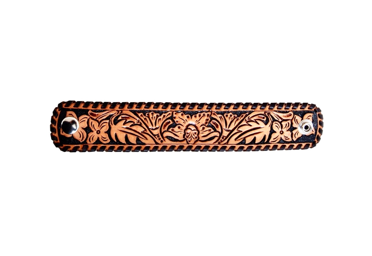 Hand-Tooled Floral Cuff Bracelet
