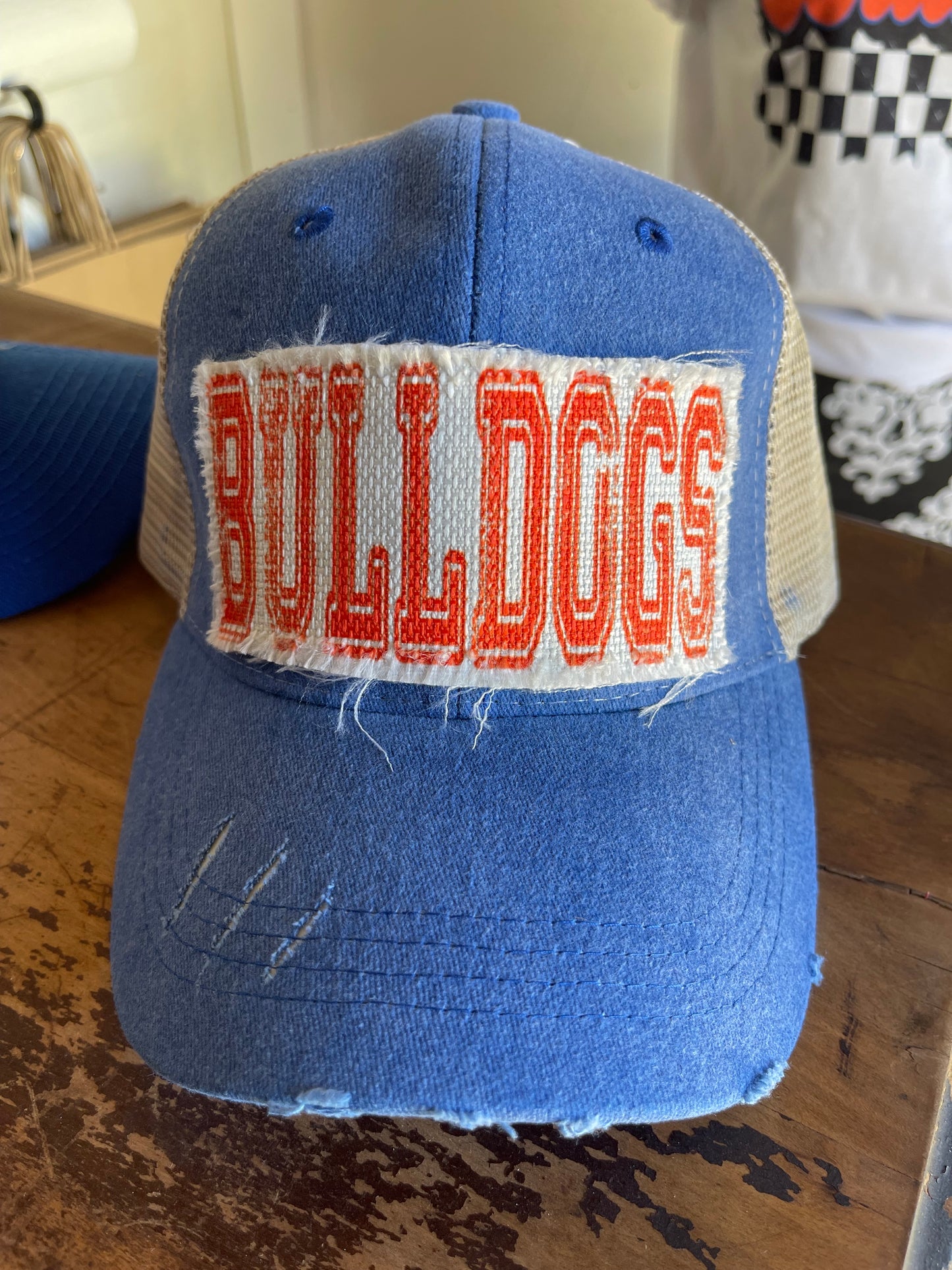DISTRESSED BLUE BULLDOG HAT