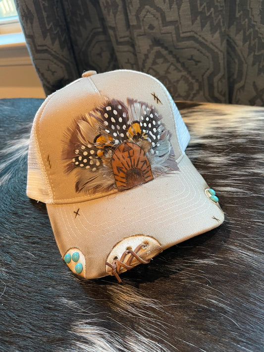 Tan Feather Hat