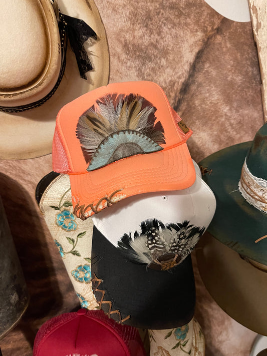Coral Feather Hat