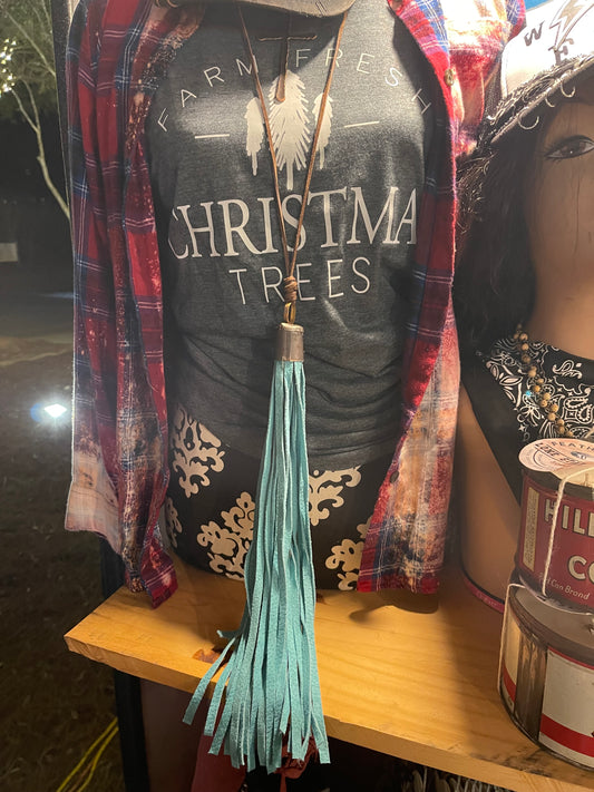 Turquoise Long Fringe Necklace