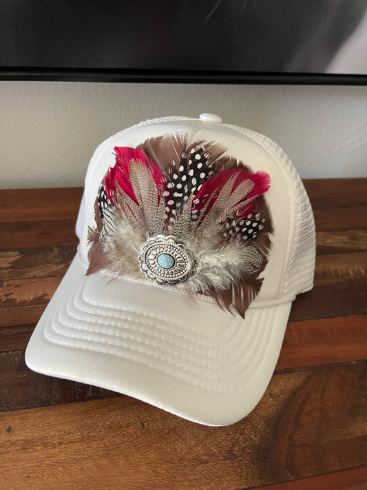 White Feathered Trucker