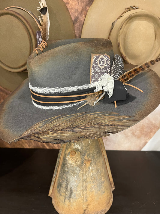 Stone Gray Custom Feather Hat