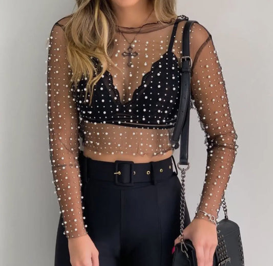 Pearl Mesh Top