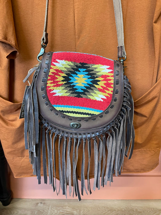 Aztec Fringe Bag-RED