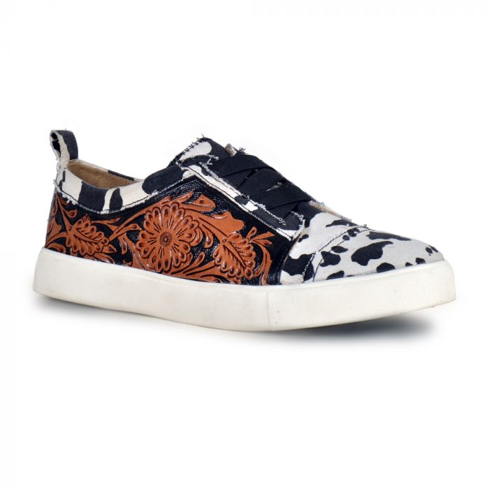 LIMITED EDITION HANDTOOLED COWPRINT SHOE