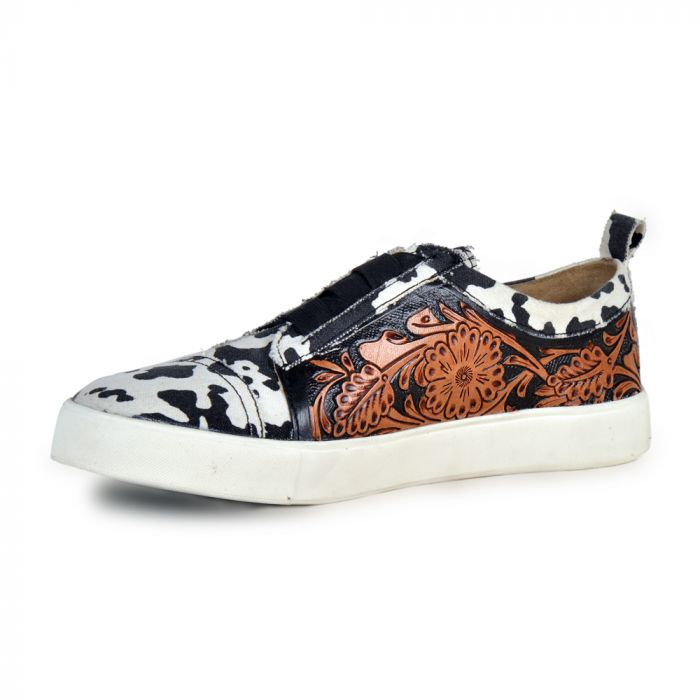 LIMITED EDITION HANDTOOLED COWPRINT SHOE
