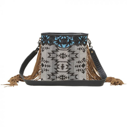GREY & TURQUOISE HANDTOOLED